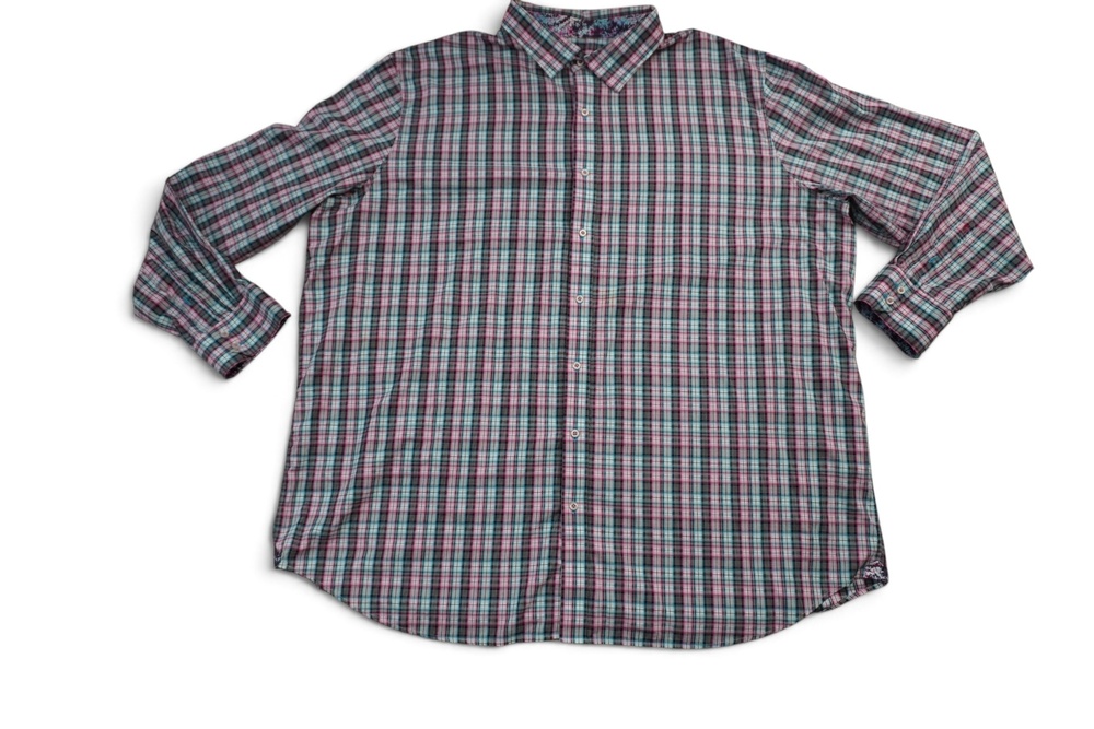 Robert Graham Shirt Mens 4XLT Multicolor Plaid Button Front Big & Tall Casual